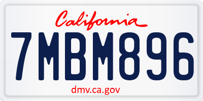 CA license plate 7MBM896