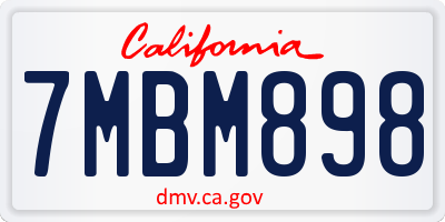 CA license plate 7MBM898
