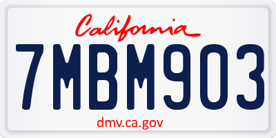 CA license plate 7MBM903