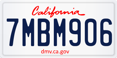 CA license plate 7MBM906