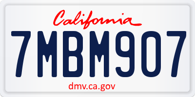 CA license plate 7MBM907