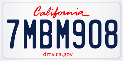 CA license plate 7MBM908