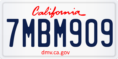 CA license plate 7MBM909