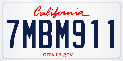 CA license plate 7MBM911
