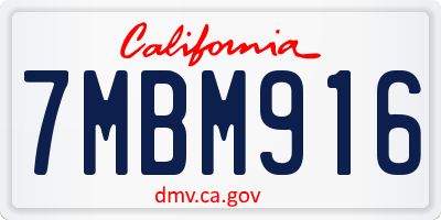 CA license plate 7MBM916
