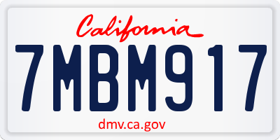 CA license plate 7MBM917