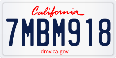 CA license plate 7MBM918