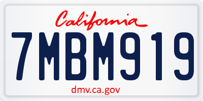 CA license plate 7MBM919