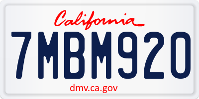 CA license plate 7MBM920
