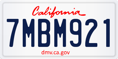 CA license plate 7MBM921