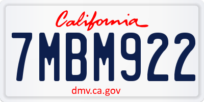 CA license plate 7MBM922