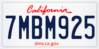 CA license plate 7MBM925