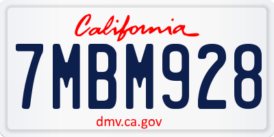 CA license plate 7MBM928