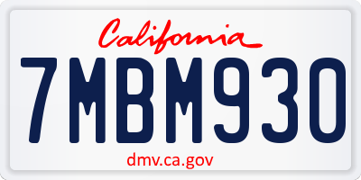 CA license plate 7MBM930