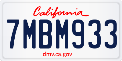 CA license plate 7MBM933