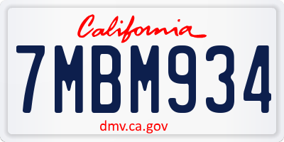 CA license plate 7MBM934