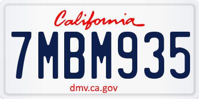 CA license plate 7MBM935