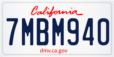 CA license plate 7MBM940