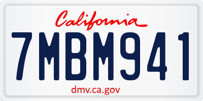 CA license plate 7MBM941