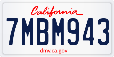 CA license plate 7MBM943