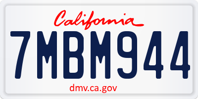 CA license plate 7MBM944