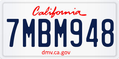 CA license plate 7MBM948