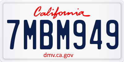 CA license plate 7MBM949