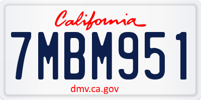 CA license plate 7MBM951