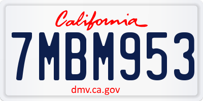 CA license plate 7MBM953