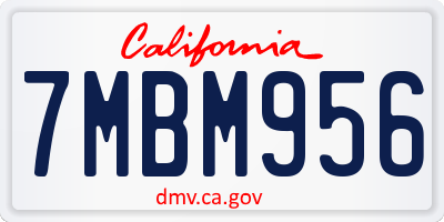 CA license plate 7MBM956