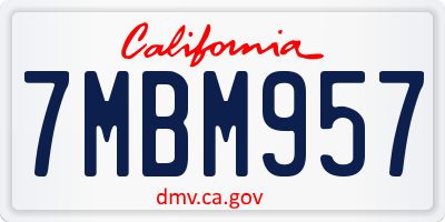 CA license plate 7MBM957