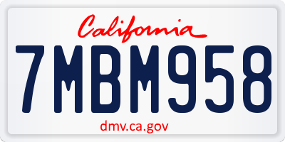 CA license plate 7MBM958