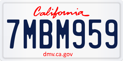 CA license plate 7MBM959