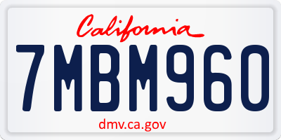 CA license plate 7MBM960
