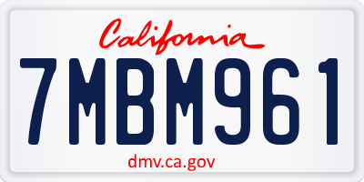 CA license plate 7MBM961