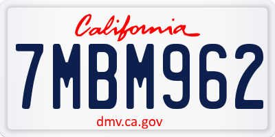 CA license plate 7MBM962