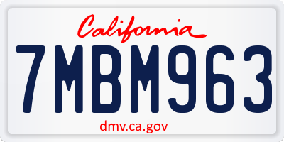 CA license plate 7MBM963