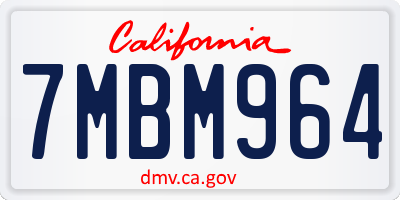 CA license plate 7MBM964