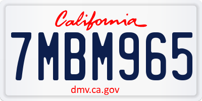 CA license plate 7MBM965