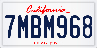 CA license plate 7MBM968