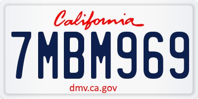 CA license plate 7MBM969