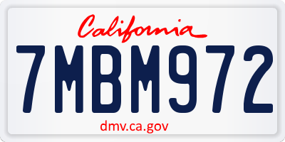 CA license plate 7MBM972