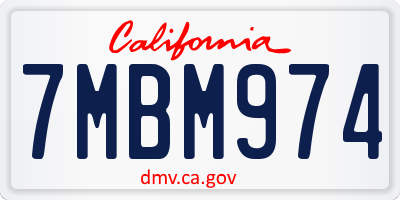 CA license plate 7MBM974