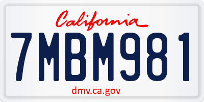 CA license plate 7MBM981