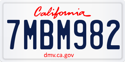 CA license plate 7MBM982