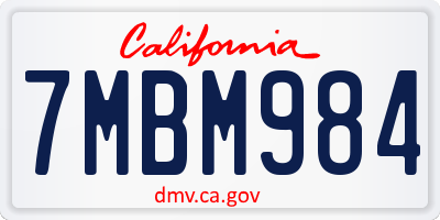 CA license plate 7MBM984