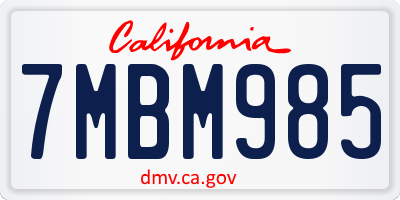 CA license plate 7MBM985