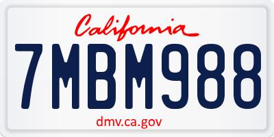 CA license plate 7MBM988