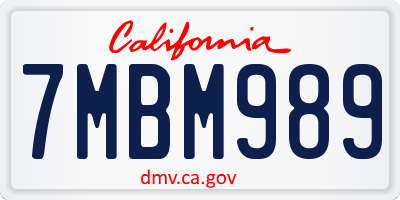 CA license plate 7MBM989