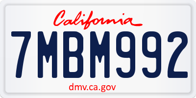 CA license plate 7MBM992